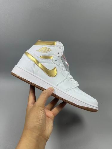 Air Jordan 1 White Golden Men's Women's Basketball Shoes-69 - Click Image to Close